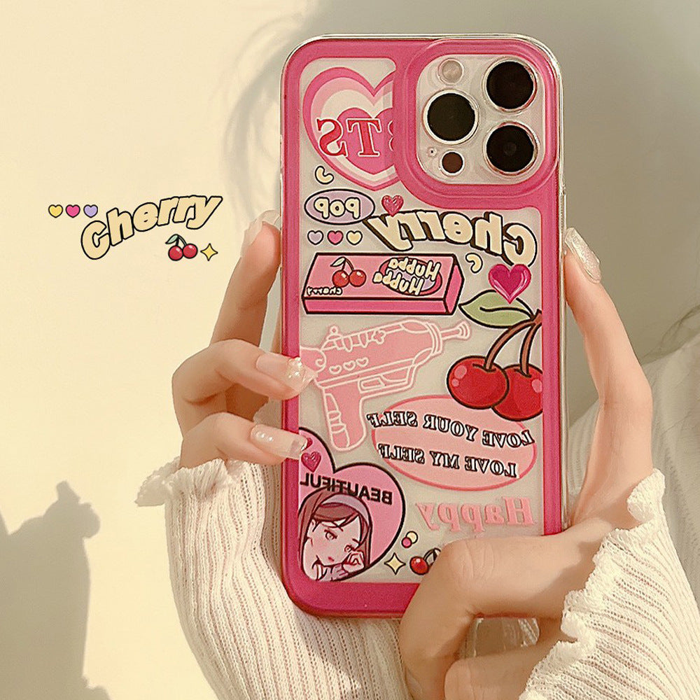 Girly illustration suitable for iPhone mobile phone case sweet and cool soft cover