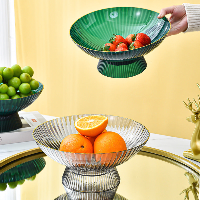 Light Luxury High Foot Fruit Plate PET High Permeability Deepening Widening Large Capacity Fruit Plate comes with a Drain Plate