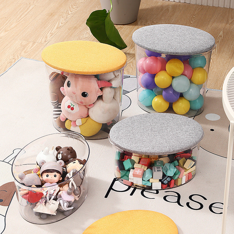 Transparent Children's Toy Storage Stool for Household Use: Creative Building Block Sorting and Shoe Changing Dual Use