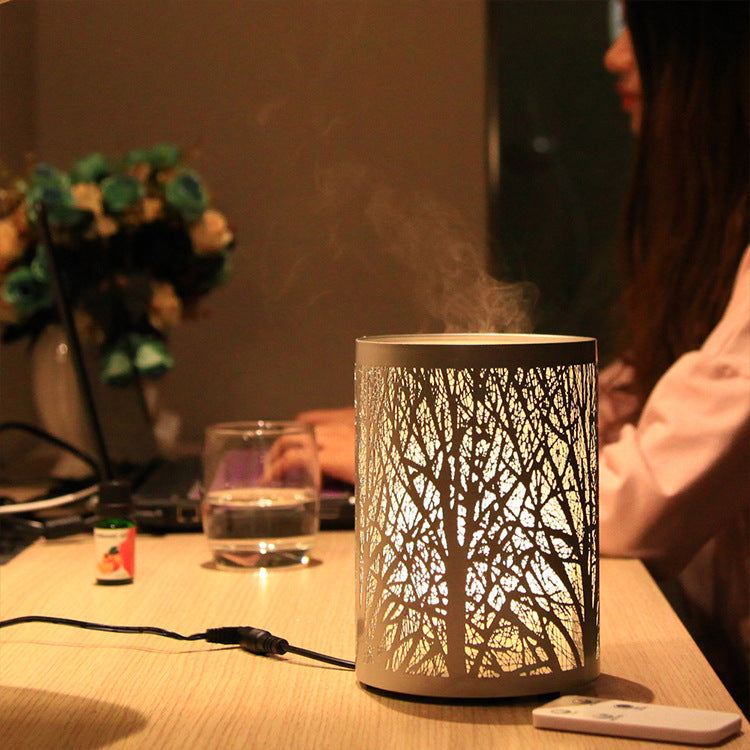 Ultrasonic iron glass forest remote control warm light aromatherapy machine essential oil diffuser air humidifier