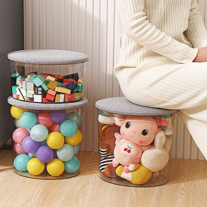 Transparent Children's Toy Storage Stool for Household Use: Creative Building Block Sorting and Shoe Changing Dual Use