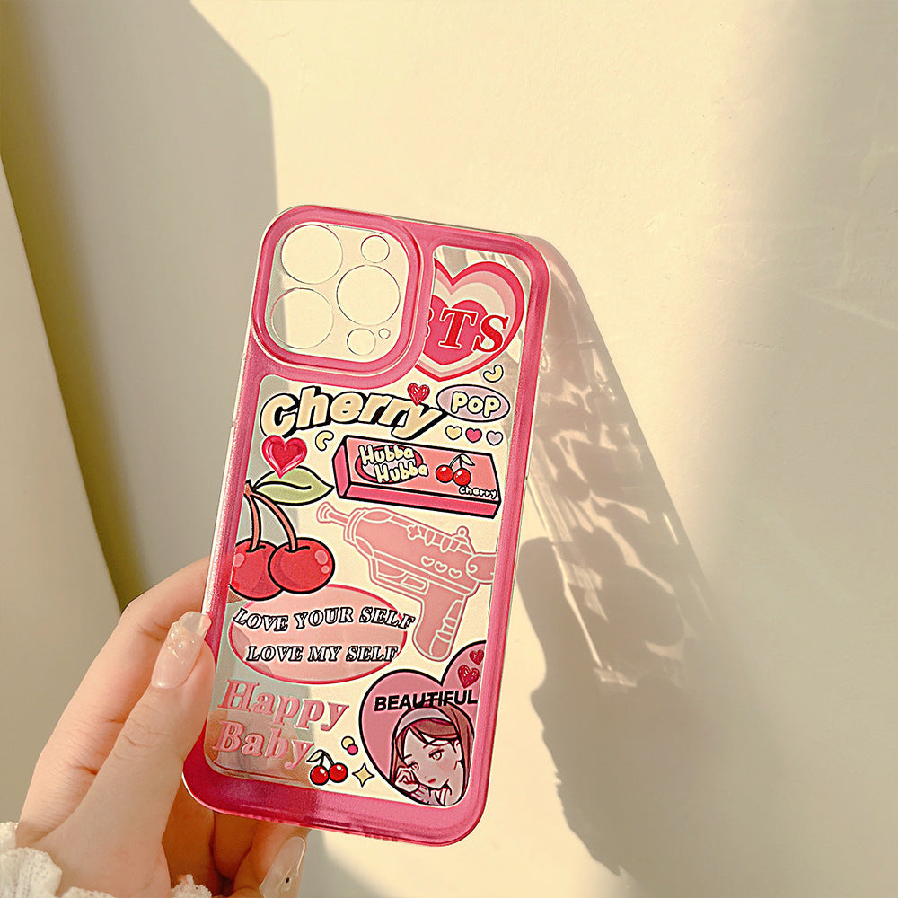 Girly illustration suitable for iPhone mobile phone case sweet and cool soft cover