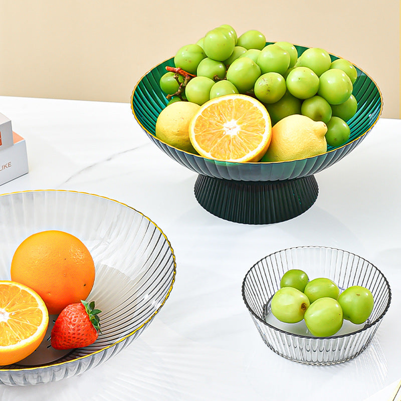 Light Luxury High Foot Fruit Plate PET High Permeability Deepening Widening Large Capacity Fruit Plate comes with a Drain Plate