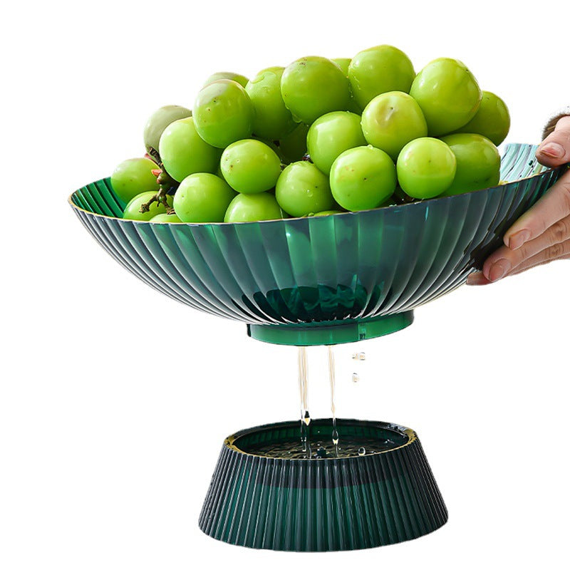 Light Luxury High Foot Fruit Plate PET High Permeability Deepening Widening Large Capacity Fruit Plate comes with a Drain Plate