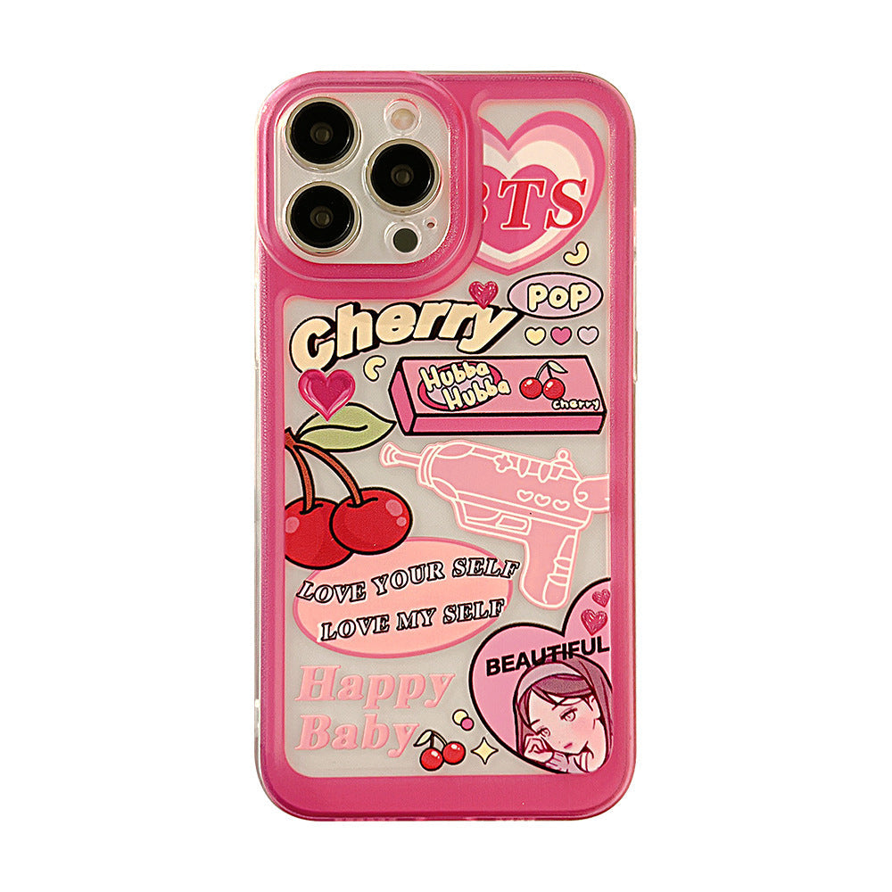 Girly illustration suitable for iPhone mobile phone case sweet and cool soft cover