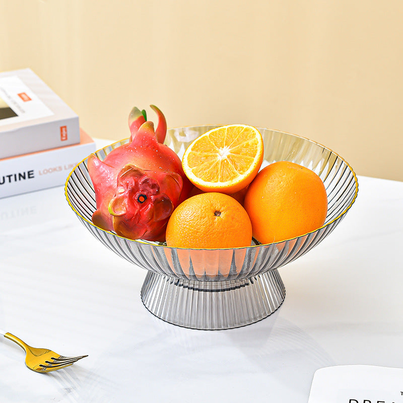 Light Luxury High Foot Fruit Plate PET High Permeability Deepening Widening Large Capacity Fruit Plate comes with a Drain Plate