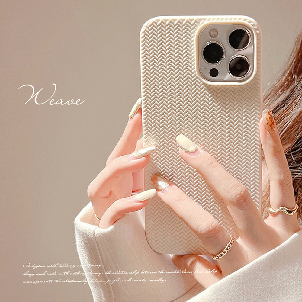 Knitting pattern is suitable for iphone mobile phone case knitted solid color soft cover