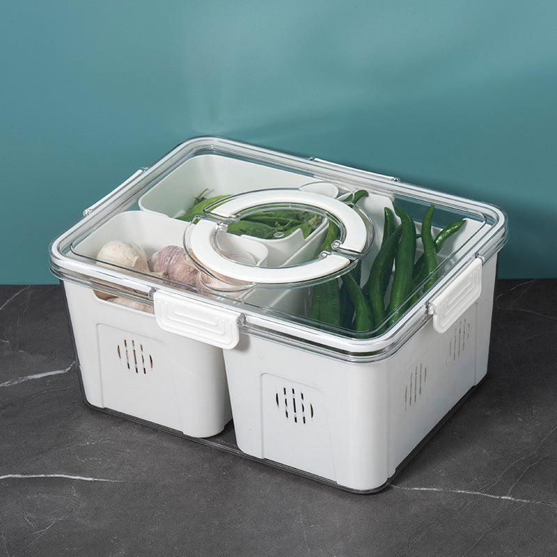 Vegetable and fruit preservation box, divided into compartments, refrigerator, refrigerated and fresh storage box, kitchen vegetable classification and storage box