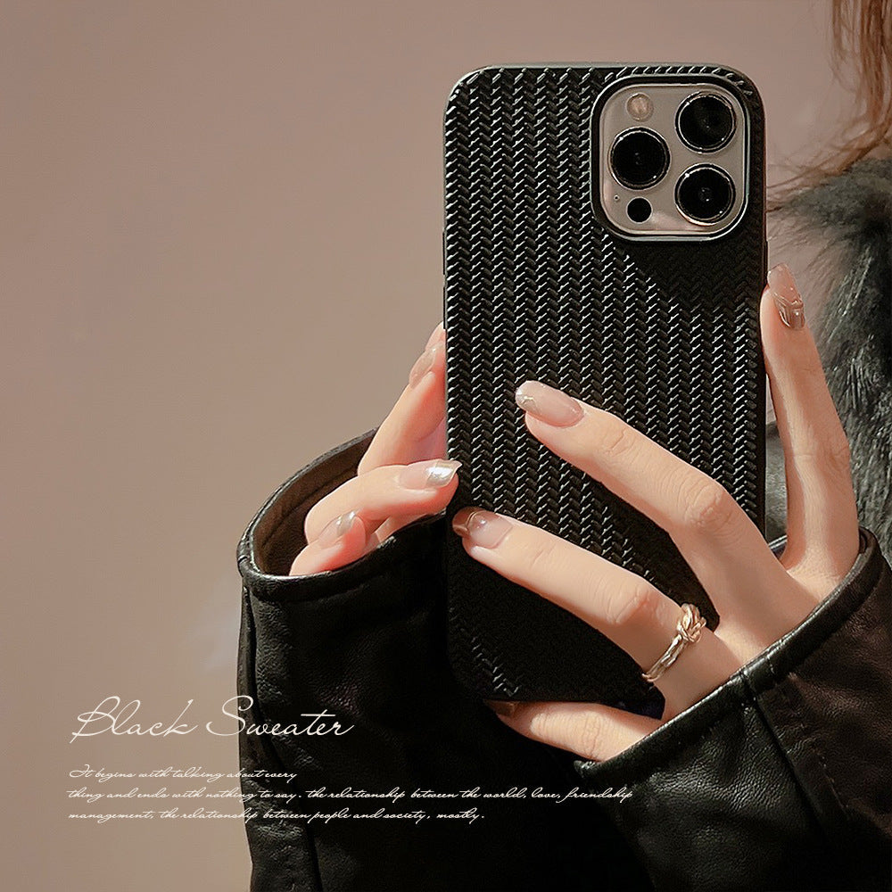 Knitting pattern is suitable for iphone mobile phone case knitted solid color soft cover