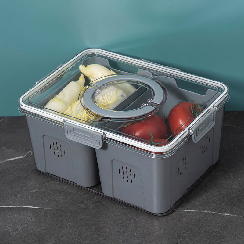 Vegetable and fruit preservation box, divided into compartments, refrigerator, refrigerated and fresh storage box, kitchen vegetable classification and storage box