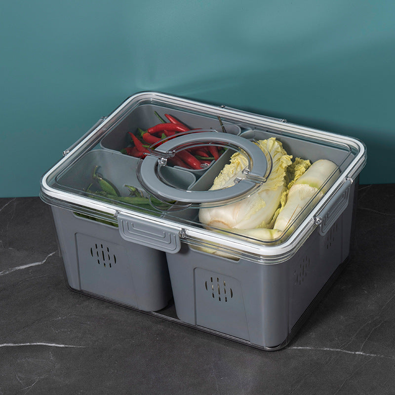 Vegetable and fruit preservation box, divided into compartments, refrigerator, refrigerated and fresh storage box, kitchen vegetable classification and storage box