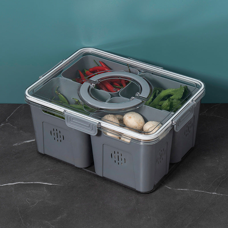 Vegetable and fruit preservation box, divided into compartments, refrigerator, refrigerated and fresh storage box, kitchen vegetable classification and storage box