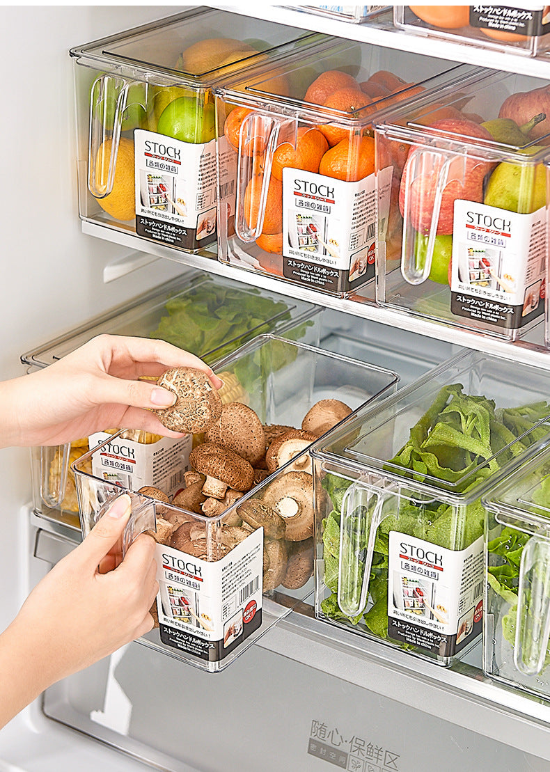 Strict selection of PET transparent sealing with lid for fresh-keeping handle storage box, Japanese style kitchen with overlapping fruits and vegetables Refrigerator storage