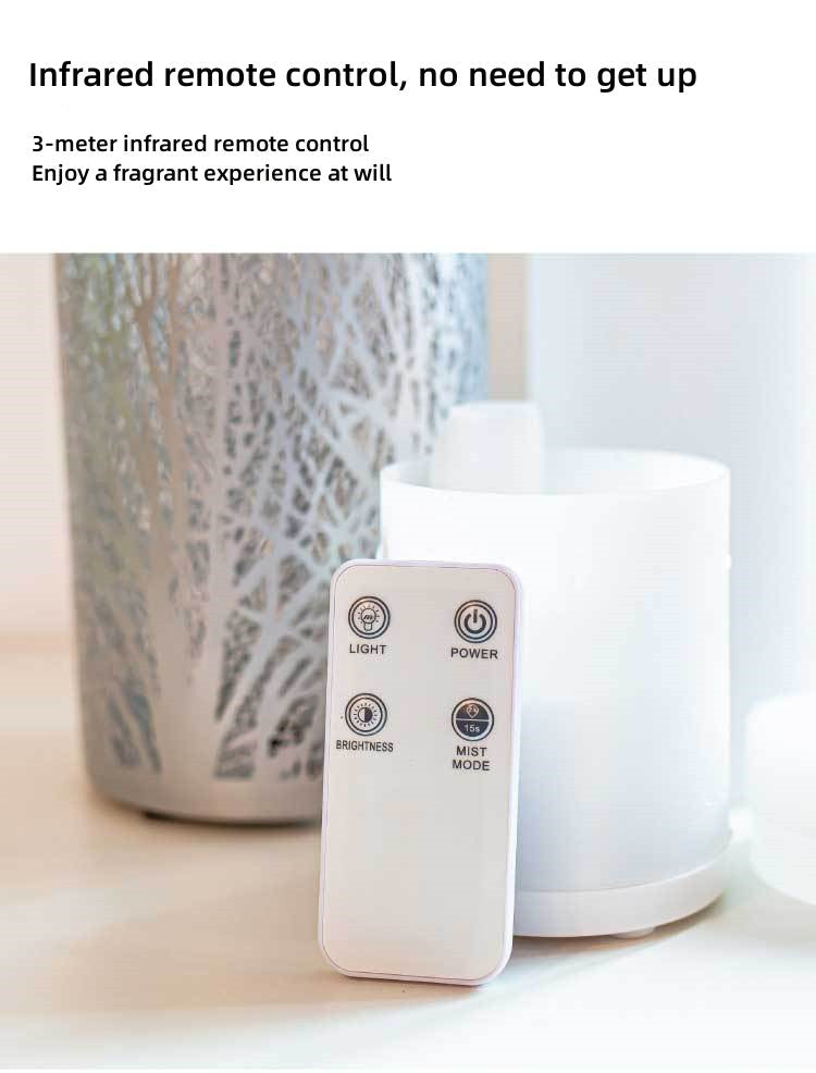 Ultrasonic iron glass forest remote control warm light aromatherapy machine essential oil diffuser air humidifier