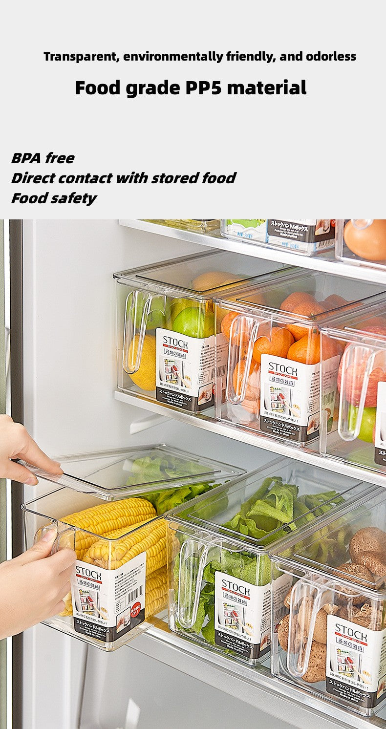 Strict selection of PET transparent sealing with lid for fresh-keeping handle storage box, Japanese style kitchen with overlapping fruits and vegetables Refrigerator storage