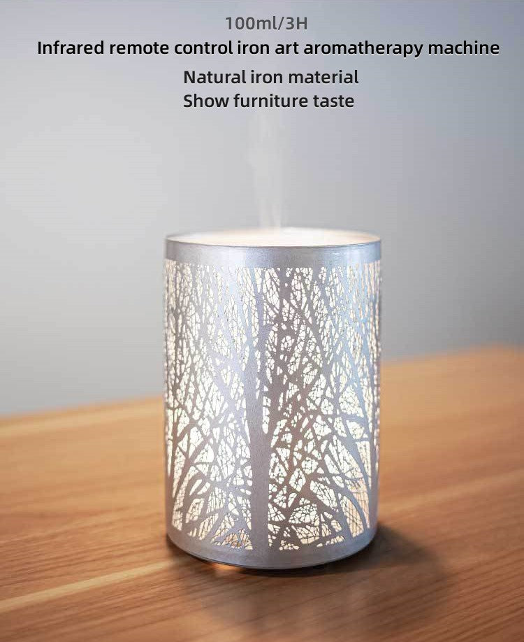 Ultrasonic iron glass forest remote control warm light aromatherapy machine essential oil diffuser air humidifier