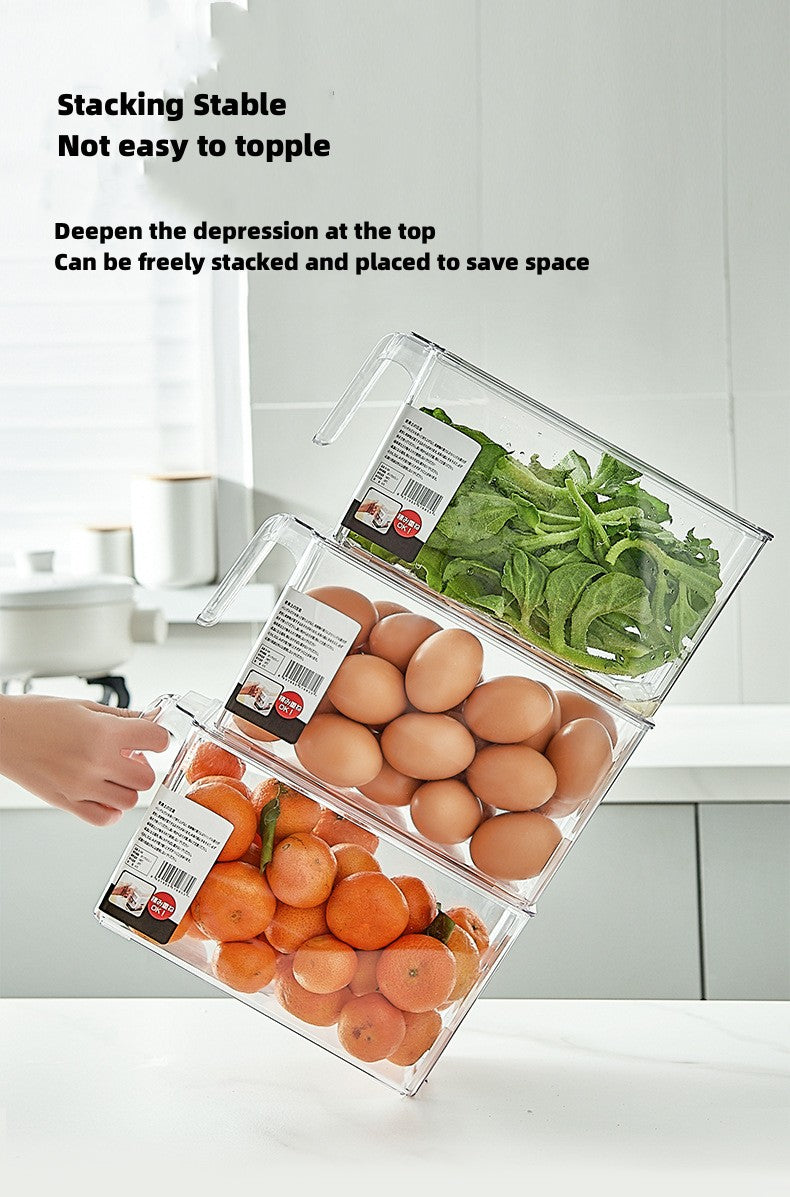 Strict selection of PET transparent sealing with lid for fresh-keeping handle storage box, Japanese style kitchen with overlapping fruits and vegetables Refrigerator storage