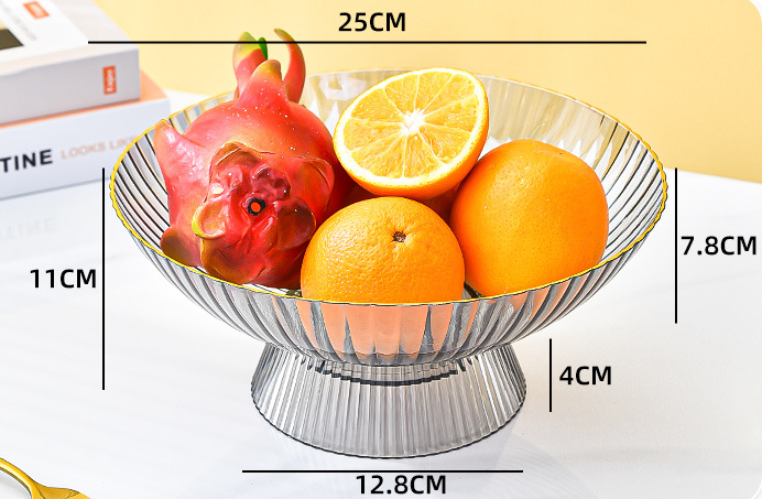 Light Luxury High Foot Fruit Plate PET High Permeability Deepening Widening Large Capacity Fruit Plate comes with a Drain Plate