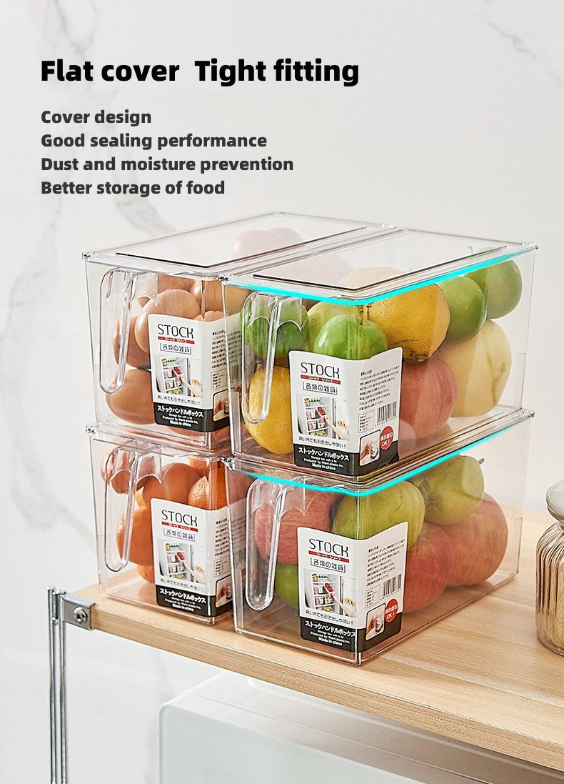 Strict selection of PET transparent sealing with lid for fresh-keeping handle storage box, Japanese style kitchen with overlapping fruits and vegetables Refrigerator storage