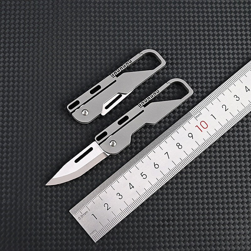 Titanium Alloy MINI Folding Knife High Hardness D2 Blade Keychain Pendant Pocket Paring Knife Outdoor EDC Self-defense Tool