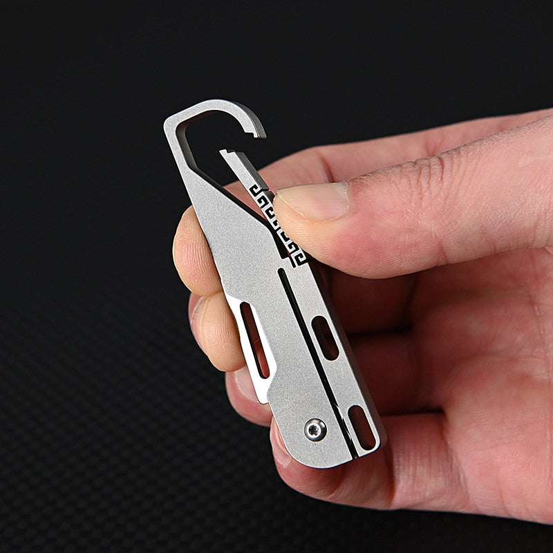 Titanium Alloy MINI Folding Knife High Hardness D2 Blade Keychain Pendant Pocket Paring Knife Outdoor EDC Self-defense Tool